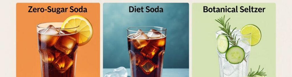 Zero-Sugar Vs. Diet Soda Vs. Botanical Seltzer: Which Is Healthier?- read more on drinknoms